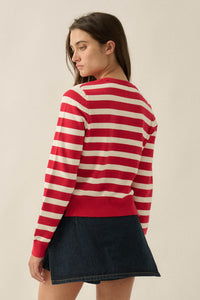 Right Stripes Layered Striped Knit Button-Up Cardigan - ShopPromesa