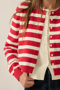 Right Stripes Layered Striped Knit Button-Up Cardigan - ShopPromesa