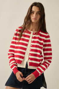Right Stripes Layered Striped Knit Button-Up Cardigan - ShopPromesa