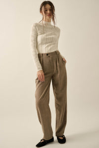 Pointe Blank Floral Pointelle Mock-Neck Cropped Top - ShopPromesa