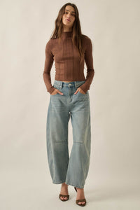 Pointe Blank Floral Pointelle Mock-Neck Cropped Top - ShopPromesa