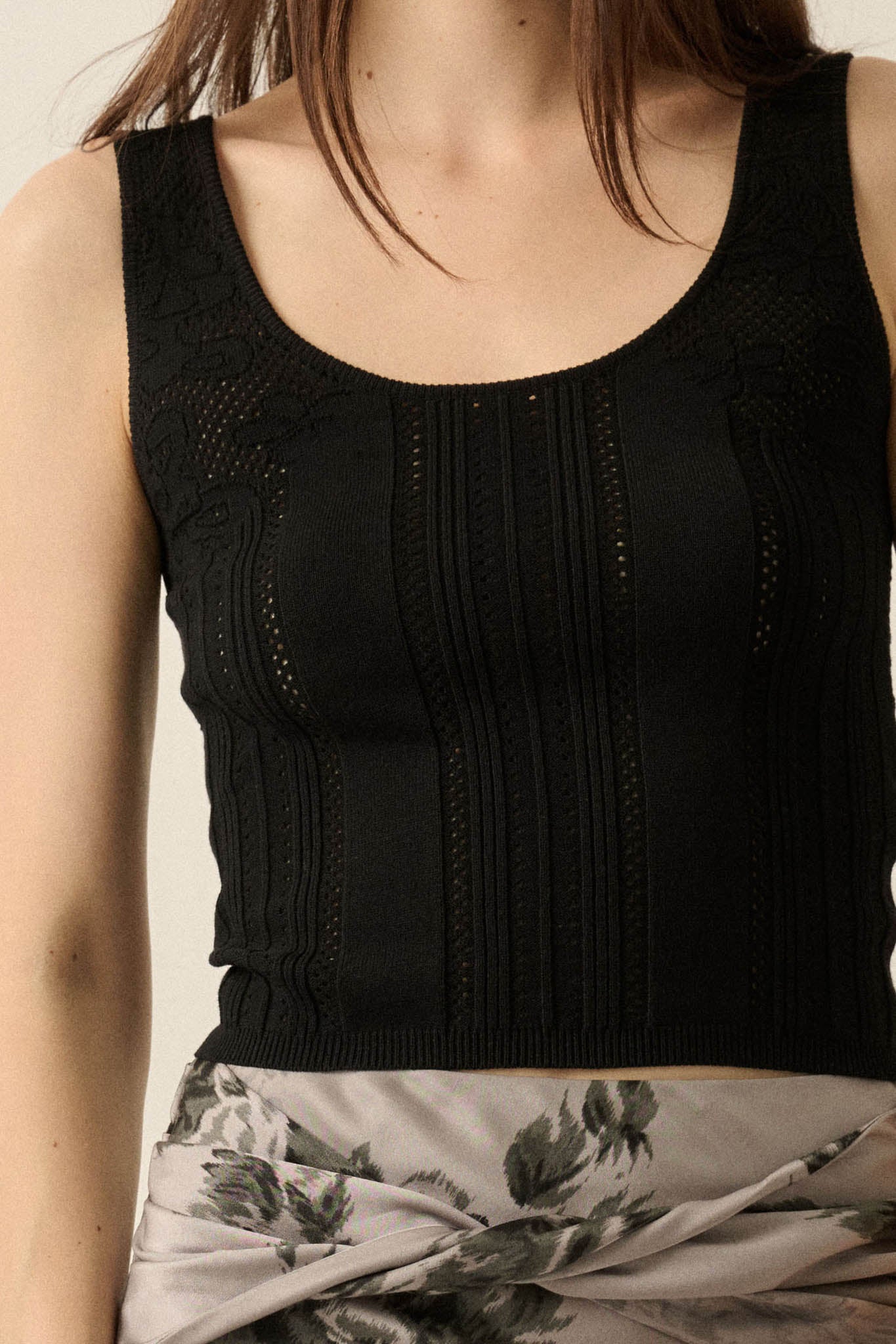 Good Pointe Floral Pointelle Cropped Tank Top - ShopPromesa