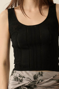 Good Pointe Floral Pointelle Cropped Tank Top - ShopPromesa