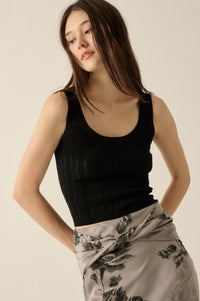 Good Pointe Floral Pointelle Cropped Tank Top - ShopPromesa