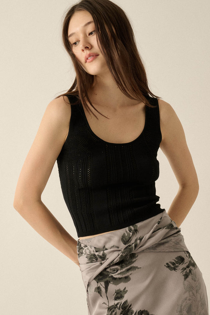 Good Pointe Floral Pointelle Cropped Tank Top - ShopPromesa