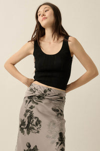 Good Pointe Floral Pointelle Cropped Tank Top - ShopPromesa