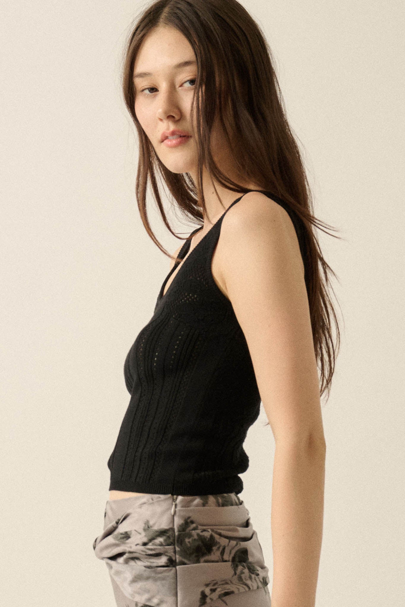 Good Pointe Floral Pointelle Cropped Tank Top - ShopPromesa