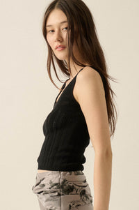 Good Pointe Floral Pointelle Cropped Tank Top - ShopPromesa