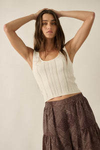 Good Pointe Floral Pointelle Cropped Tank Top - ShopPromesa