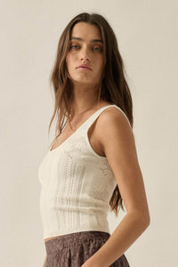 Good Pointe Floral Pointelle Cropped Tank Top - ShopPromesa