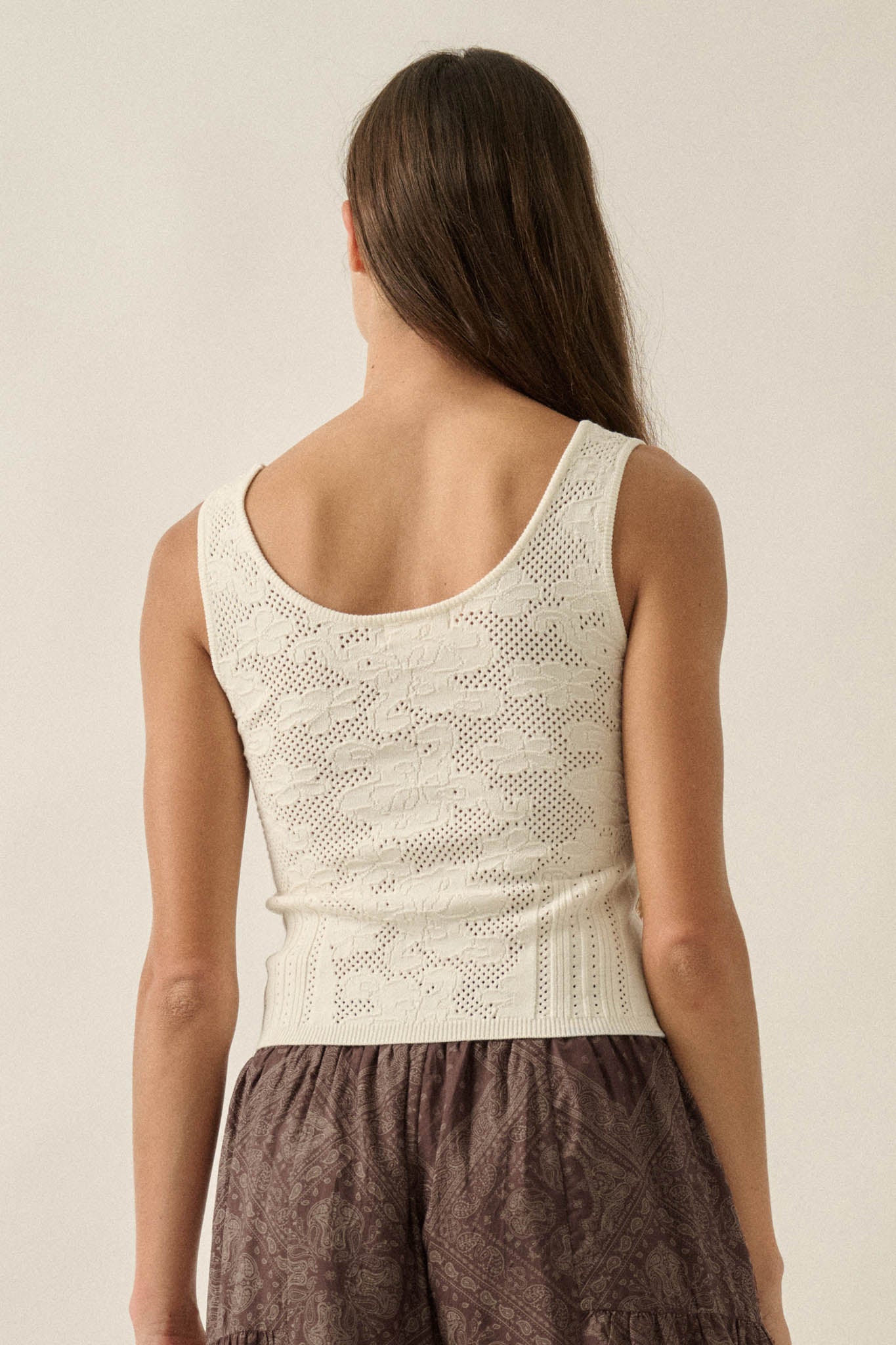 Good Pointe Floral Pointelle Cropped Tank Top - ShopPromesa