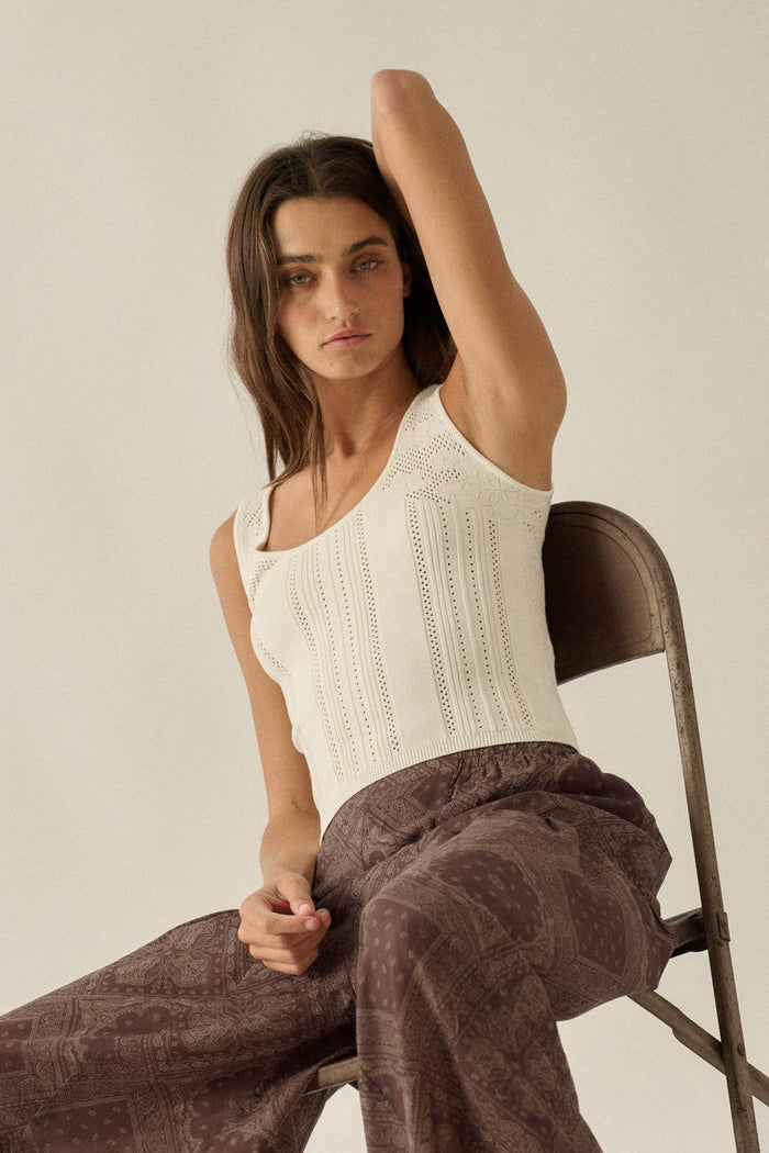 Good Pointe Floral Pointelle Cropped Tank Top - ShopPromesa