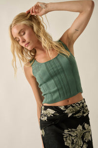 Good Pointe Floral Pointelle Cropped Tank Top - ShopPromesa