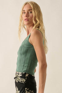 Good Pointe Floral Pointelle Cropped Tank Top - ShopPromesa