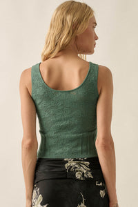 Good Pointe Floral Pointelle Cropped Tank Top - ShopPromesa