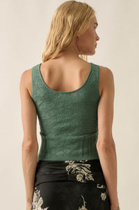 Good Pointe Floral Pointelle Cropped Tank Top - ShopPromesa