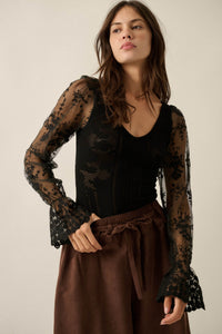Turning Pointe Floral Pointelle and Lace Bodysuit - ShopPromesa