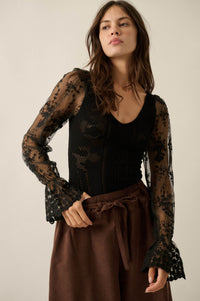 Turning Pointe Floral Pointelle and Lace Bodysuit - ShopPromesa