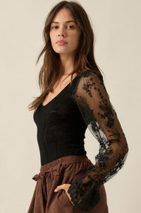 Turning Pointe Floral Pointelle and Lace Bodysuit - ShopPromesa