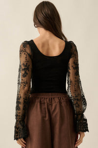 Turning Pointe Floral Pointelle and Lace Bodysuit - ShopPromesa