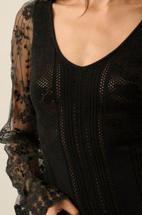 Turning Pointe Floral Pointelle and Lace Bodysuit - ShopPromesa