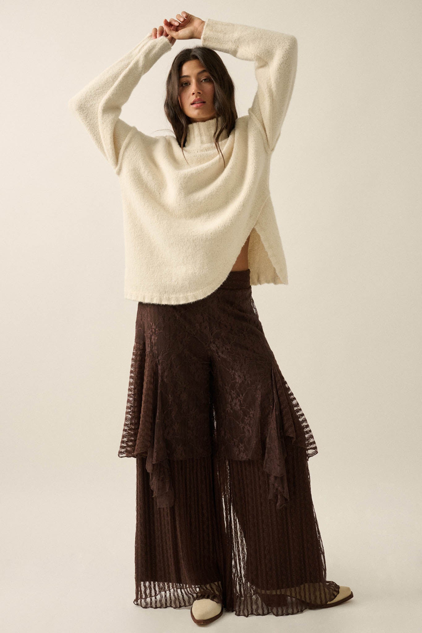 Trust Me Textured Mock-Neck Tulip-Hem Sweater - ShopPromesa