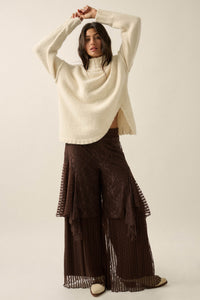 Trust Me Textured Mock-Neck Tulip-Hem Sweater - ShopPromesa