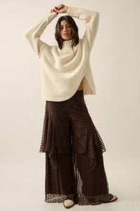 Trust Me Textured Mock-Neck Tulip-Hem Sweater - ShopPromesa