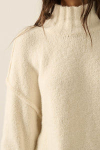 Trust Me Textured Mock-Neck Tulip-Hem Sweater - ShopPromesa