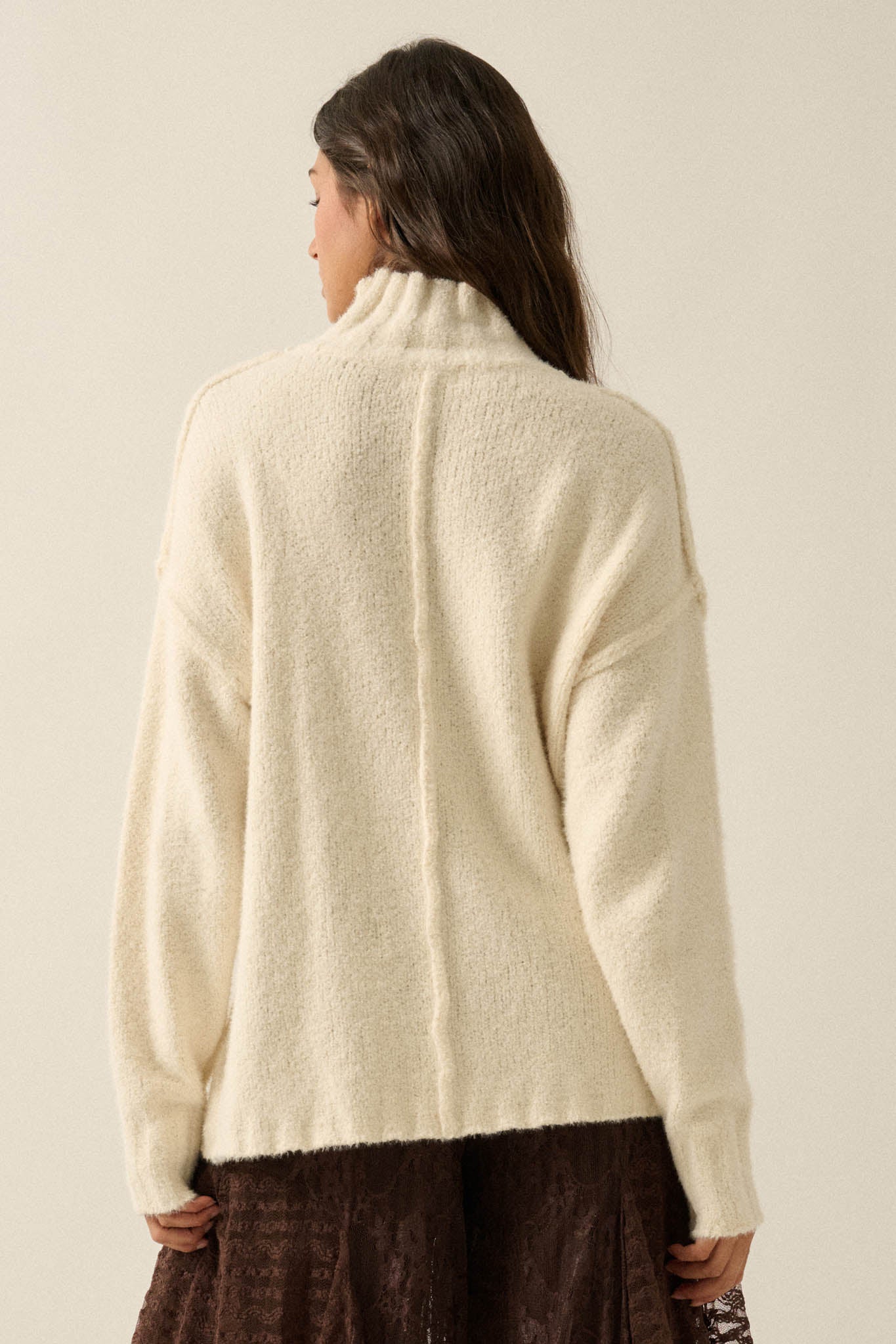 Trust Me Textured Mock-Neck Tulip-Hem Sweater - ShopPromesa