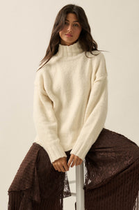 Trust Me Textured Mock-Neck Tulip-Hem Sweater - ShopPromesa