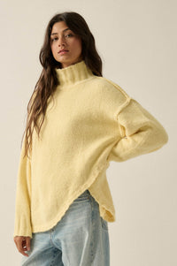 Trust Me Textured Mock-Neck Tulip-Hem Sweater - ShopPromesa
