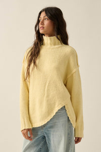 Trust Me Textured Mock-Neck Tulip-Hem Sweater - ShopPromesa