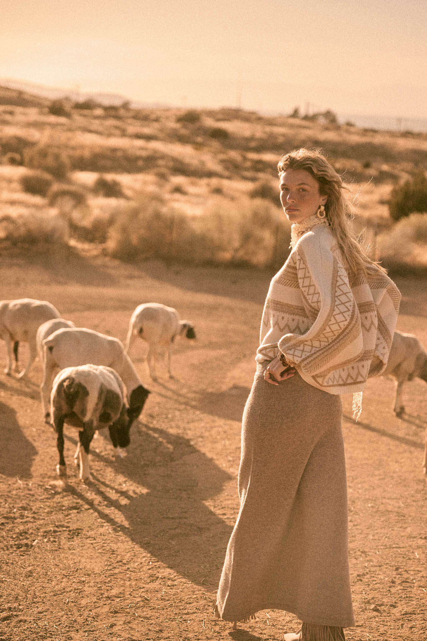 Path Not Taken Geometric Doman Bishop-Sleeve Sweater - ShopPromesa