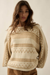 Path Not Taken Geometric Doman Bishop-Sleeve Sweater - ShopPromesa