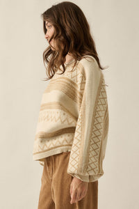 Path Not Taken Geometric Doman Bishop-Sleeve Sweater - ShopPromesa
