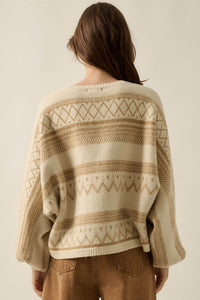 Path Not Taken Geometric Doman Bishop-Sleeve Sweater - ShopPromesa