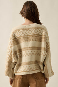 Path Not Taken Geometric Doman Bishop-Sleeve Sweater - ShopPromesa