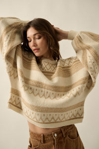 Path Not Taken Geometric Doman Bishop-Sleeve Sweater - ShopPromesa