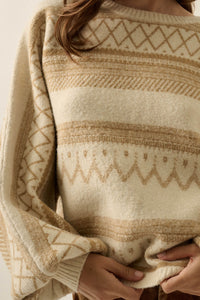 Path Not Taken Geometric Doman Bishop-Sleeve Sweater - ShopPromesa