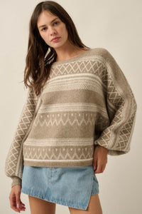 Path Not Taken Geometric Doman Bishop-Sleeve Sweater - ShopPromesa