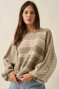 Path Not Taken Geometric Doman Bishop-Sleeve Sweater - ShopPromesa