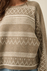 Path Not Taken Geometric Doman Bishop-Sleeve Sweater - ShopPromesa