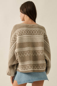 Path Not Taken Geometric Doman Bishop-Sleeve Sweater - ShopPromesa