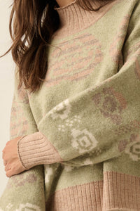 Flower Box Floral Jacquard-Knit Mock-Neck Sweater - ShopPromesa