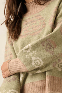 Flower Box Floral Jacquard-Knit Mock-Neck Sweater - ShopPromesa