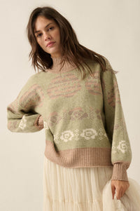 Flower Box Floral Jacquard-Knit Mock-Neck Sweater - ShopPromesa