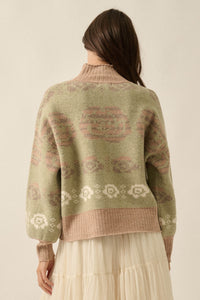 Flower Box Floral Jacquard-Knit Mock-Neck Sweater - ShopPromesa