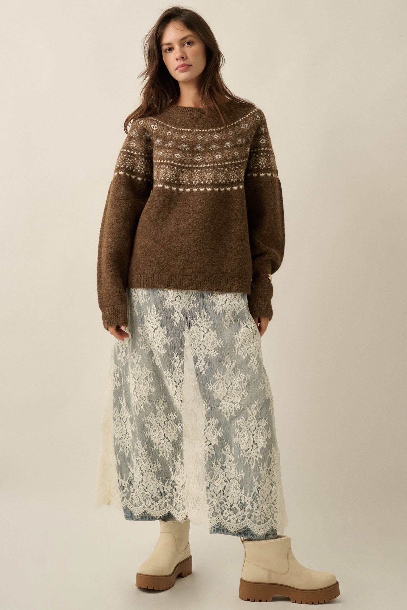 Mountain Mists Fair Isle Raglan-Sleeve Sweater - ShopPromesa