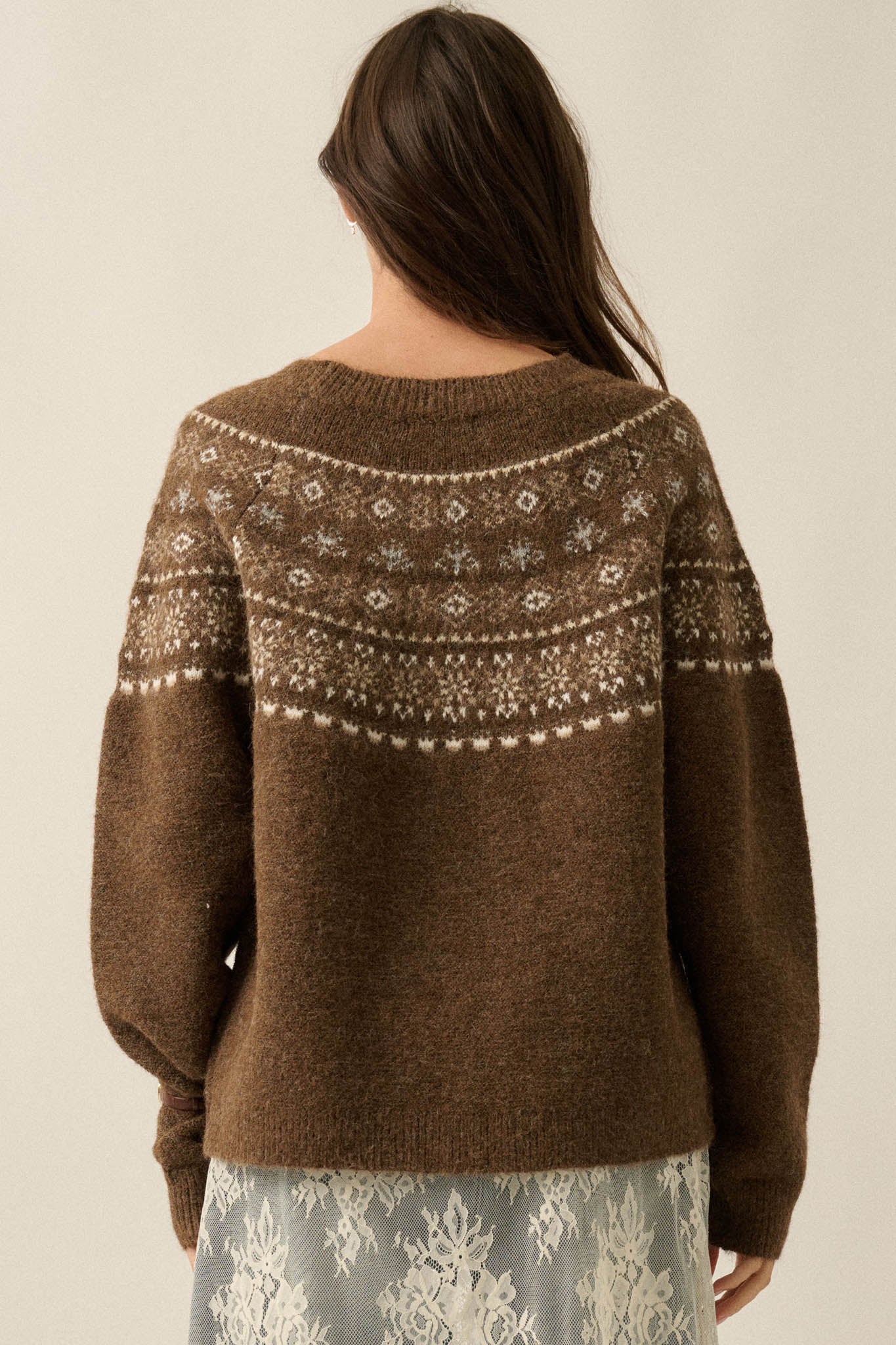 Mountain Mists Fair Isle Raglan-Sleeve Sweater - ShopPromesa